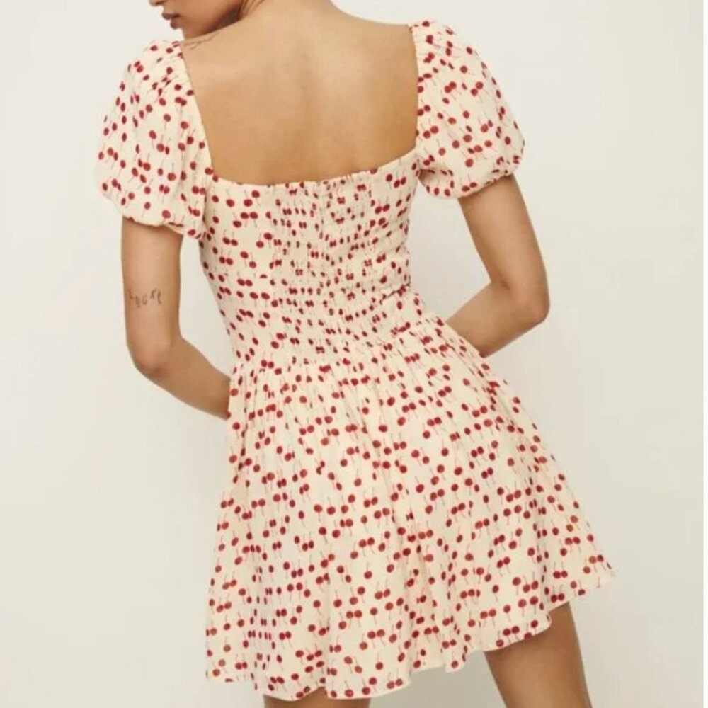 Reformation Davonne Mini Dress Sz6 Cherry Pudding Causal Party Summer - Picture 5 of 10